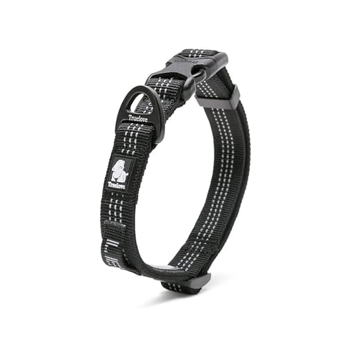 Chai's Choice Best Outdoor Adventure Hundehalsband, Modell 3M, reflektierend, mit Aluminium-Leinenbefestigung, passendes Geschirr und Leine erhältlich, Größe L, Schwarz von Chai's Choice