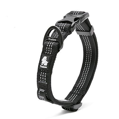 Chai's Choice Best Outdoor Adventure Hundehalsband, Modell 3M, reflektierend, mit Aluminium-Leinenbefestigung, passendes Geschirr und Leine erhältlich (klein, schwarz) von Chai's Choice