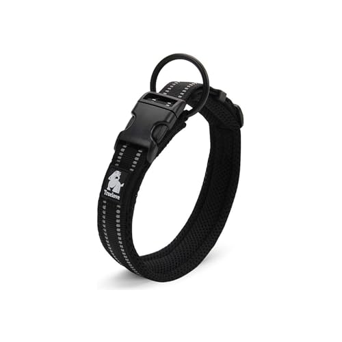 Chai's Choice Hundehalsband, Größe S (schwarz), bequemes und stilvolles Haustierhalsband mit verstellbarem Riemen, weiches Neopren gepolstert, kein Würgen und Schnellverschluss, 3M-Reflektorstreifen von Chai's Choice