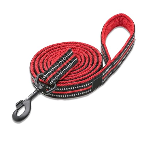 Chai's Choice Hundeleine, gepolstert, 3 m, reflektierend, für Outdoor-Abenteuer, ideal für Front- und Service-Hundegeschirr, 111,8 cm, Rot von Chai's Choice