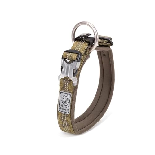 Chai's Choice - Premium Hundehalsband – Neopren gepolstertes, reflektierendes Hundehalsband für große, mittelgroße und kleine Hunde, XL, Armeegrün von Chai's Choice