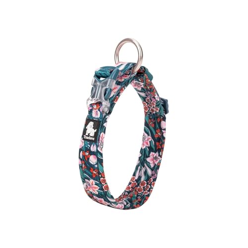 Chai's Choice - Premium Hundehalsband – weiches, gepolstertes, reflektierendes Hundehalsband für große, mittelgroße und kleine Hunde – passendes Geschirr und Leine erhältlich (klein, florales Blau) von Chai's Choice