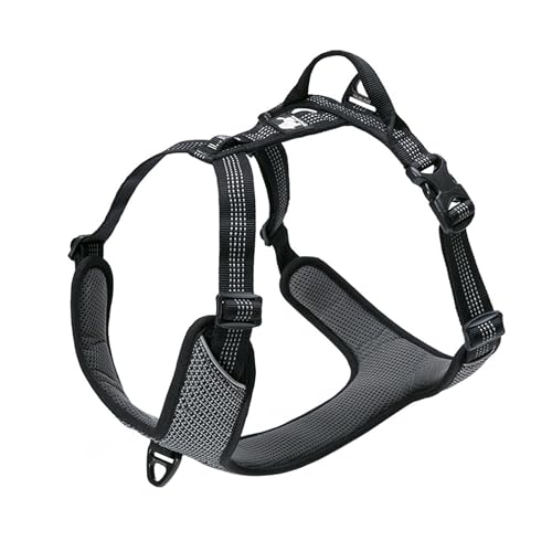 Chai's Choice - Premium Outdoor Explorer Hundegeschirr, kein Ziehen, reflektierende Weste mit 2 Leinenclips, passende Leine und Halsband erhältlich (XS, Schwarz) von Chai's Choice