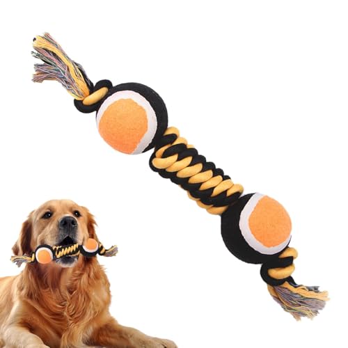 Chaies Hunde -Zahnenspielzeug, Hundeseilspielzeug | Doppel -Tennisball -Design Welpe Kauspielzeug | Halloween -Haustierzubehör, tragbares Baumwollseil zum Geburtstag von Chaies