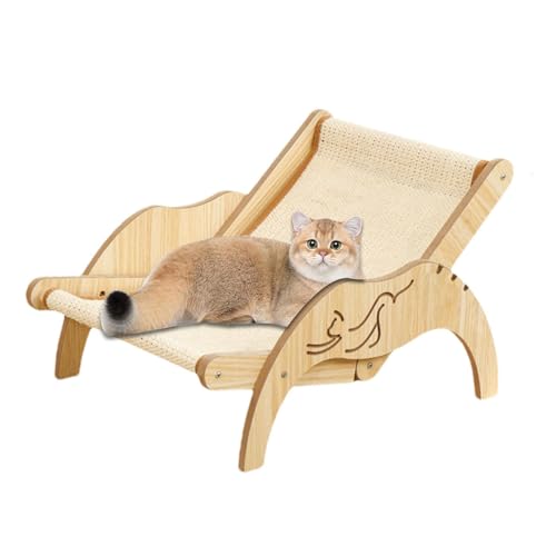 Chaies Katzen-Sisal-Stuhl, Strandstuhl, Katzen-Hängematte,Katzen-Strandstuhl-Hängematte - Verstellbare Liege mit Sisal-Kratzer, gemütliche Matte für alle Jahreszeiten, Katzen-Strandkorb für kleine bis von Chaies