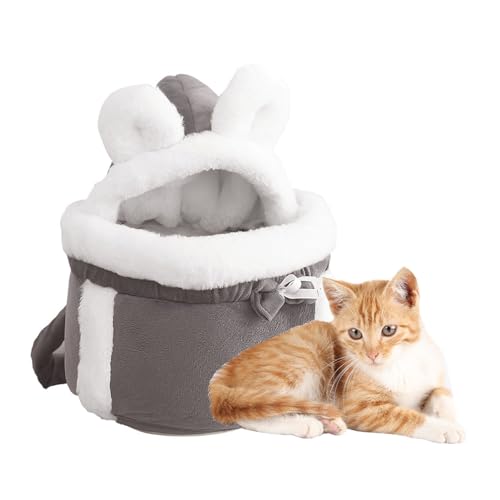 Chaies Katzentragetasche, Niedliche Katzen-Reisetrage mit Doppeltaschen-Design, komfortabler Vorderrucksack, Robuste Katzentasche, weiche Haustierhöhle, gemütliche Katzen-Reisetasche für Reisen von Chaies