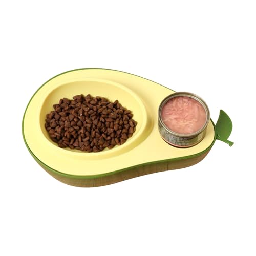 Chaies Kitten Food Bowl, Kätzchen -Fütterungsschale | 690 ml langsame Fütterung Doppelschüssel Avocado Form,Anti-Choking-Katzen-Lebensmittel-Utensilien, Hauptierversorgungen für den täglichen Gebrauch von Chaies