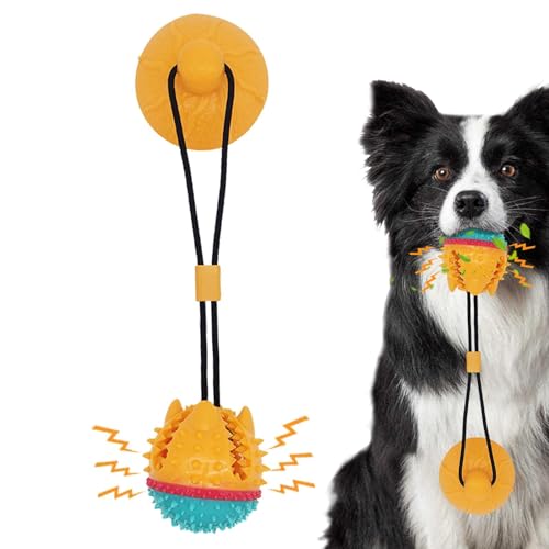 Chaies Leckerli-Ballspender für Hunde, interaktives Futterspielzeug für Hunde - Interaktiver Leckerli-Ballspender mit Saugnapf | Anti-Biss-Leckerli-Spielzeug für Tauziehen, Zähneputzen und Kauen von Chaies