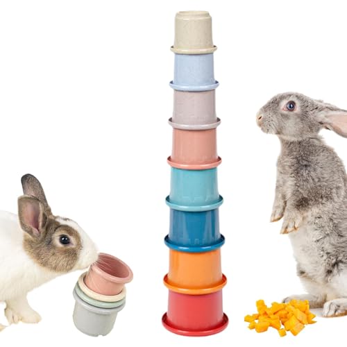 Chaies Rabbit Toys Stapelbecher,Stapelbecher für Hasen | 8 Stück niedlicher Kaninchen-Futterspender,Mehrfarbige Stapelbecher, Spielspielzeug für Kleintiere von Chaies