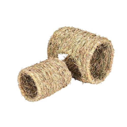 Grasröhre 2-teilig Hamster Gras Tunnel, 43CM Kuscheltunnel Kaninchen-Tunnel, Grastunnel Spielzeug, Grasröhre Hamster-Tunnel, Interaktives Spielzeug, Gewebter Nest-Grastunnel Für Kleintierhäuser, Spiel von Chaies