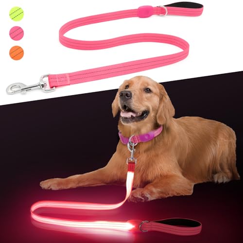 ChalkLit LED Hundeleine, Beleuchtete Hundeleine über USB Wiederaufladbar, 1,2 m, Weich Wasserdicht Reflektierend, für nächtliche Spaziergänge für große, mittelgroße Haustiere blinkende von ChalkLit