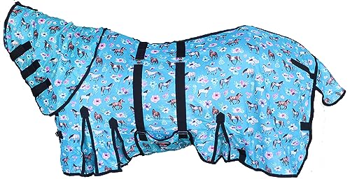 73162 Pferd Light Summer Spring Airflow Mesh Neck Turquoise Horses 73162 von Challenger