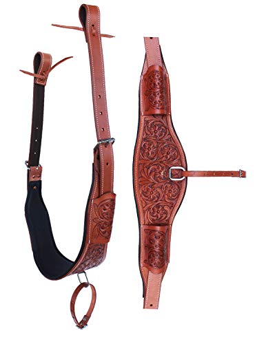 CHALLENGER Horse Western Floral Tooled Padded Leather Rear Flank Sattel Cinch w/Billets 9772PD von Challenger