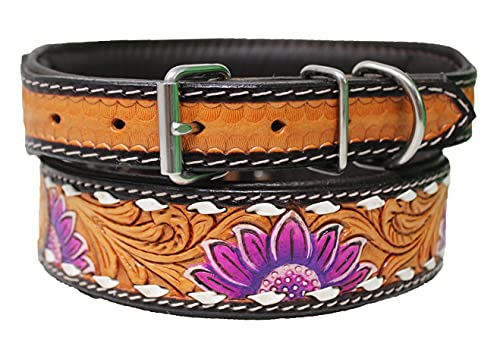 Hundehalsband CHALLENGER Großes, gepolstert mit Blumenmuster, Lederperben, 53,3 - 63,3 cm von Challenger