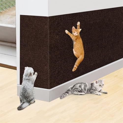 Katzen Kratzmatte, Anti-Kratz-Möbelschutz, Selbstklebend Kratzmatte Katze, Kratzfestes Sofa kratzmatte Katze, Wiederverwendbar kratzteppich Katze für Möbel Couch Wand Tür Schutz (Braun,40 * 200 cm) von Champracer