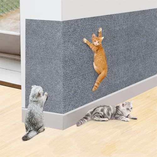 Katzen Kratzmatte, Anti-Kratz-Möbelschutz, Selbstklebend Kratzmatte Katze, Kratzfestes Sofa kratzmatte Katze, Wiederverwendbar kratzteppich Katze für Möbel Couch Wand Tür Schutz (Hellgrau,40*100 cm) von Champracer