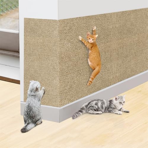 Katzen Kratzmatte, Anti-Kratz-Möbelschutz, Selbstklebend Kratzmatte Katze, Kratzfestes Sofa kratzmatte Katze, Wiederverwendbar kratzteppich Katze für Möbel Couch Wand Tür Schutz (Khaki,30 * 100 cm) von Champracer