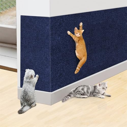 Katzen Kratzmatte, Anti-Kratz-Möbelschutz, Selbstklebend Kratzmatte Katze, Kratzfestes Sofa kratzmatte Katze, Wiederverwendbar kratzteppich Katze für Möbel Couch Wand Tür Schutz (Dunkelblau,30*100 cm) von Champracer