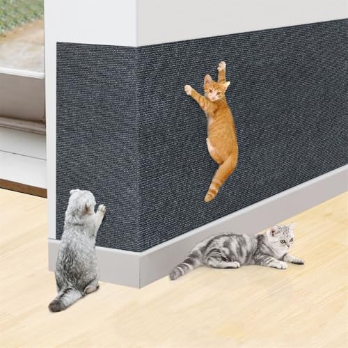 Katzen Kratzmatte, Anti-Kratz-Möbelschutz, Selbstklebend Kratzmatte Katze, Kratzfestes Sofa kratzmatte Katze, Wiederverwendbar kratzteppich Katze für Möbel Couch Wand Tür Schutz (Dunkelgrau,40*300 cm) von Champracer