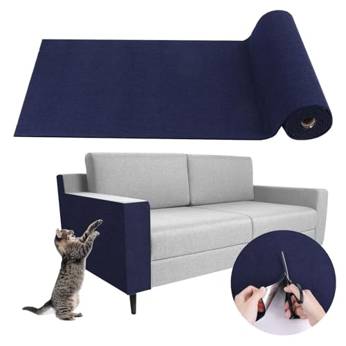 Kratzmatte Katze, Kratzfestes Sofa kratzmatte Katze, Katzen Kratzteppich Selbstklebend, DIY Zuschneidbare Kratzmatte Katzen für Möbel Couch Sofa Wand Tür Schutz (Dunkelblau,30 * 100 cm) von Champracer