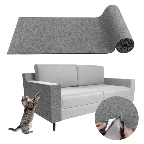 Kratzmatte Katze, Kratzfestes Sofa kratzmatte Katze, Katzen Kratzteppich Selbstklebend, DIY Zuschneidbare Kratzmatte Katzen für Möbel Couch Sofa Wand Tür Schutz (Hellgrau,40 * 200 cm) von Champracer