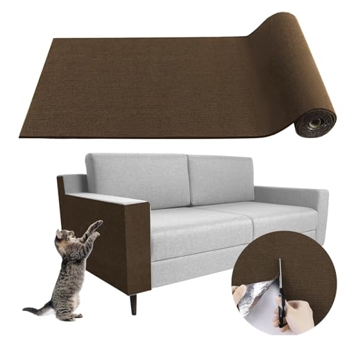 Kratzmatte Katze, Kratzfestes Sofa kratzmatte Katze, Katzen Kratzteppich Selbstklebend, DIY Zuschneidbare Kratzmatte Katzen für Möbel Couch Sofa Wand Tür Schutz (Kaffee dunkel,30 * 200 cm) von Champracer