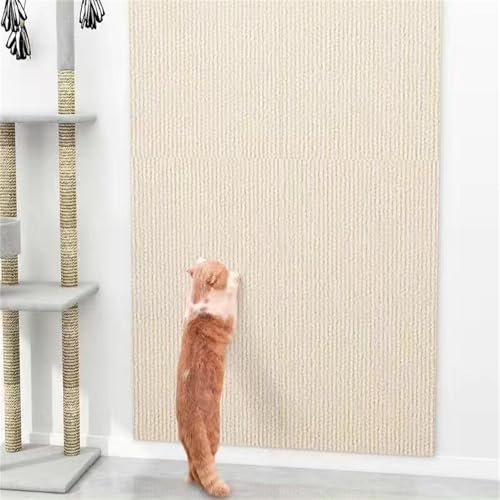 Kratzmatte Selbstklebend, Katze Wand Stracther, Kratzpads für Katzen, DIY Climbing Cat Scratcher für Schützt Teppiche Sofa Möbelschutz (Khaki,30 * 100 cm) von Champracer