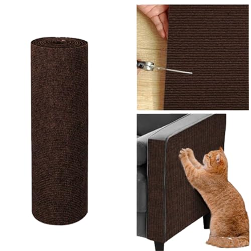 Selbstklebend Kratzmatte Katze, Katzenkratzschutz für Sofa Teppich, Katzen Kratzmatte, DIY Trimmbarer Teppich für Möbel Couch Wand Tür Schutz (Braun,40 * 100 cm) von Champracer