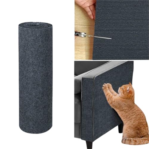 Selbstklebend Kratzmatte Katze, Katzenkratzschutz für Sofa Teppich, Katzen Kratzmatte, DIY Trimmbarer Teppich für Möbel Couch Wand Tür Schutz (Dunkelgrau,30 * 100 cm) von Champracer