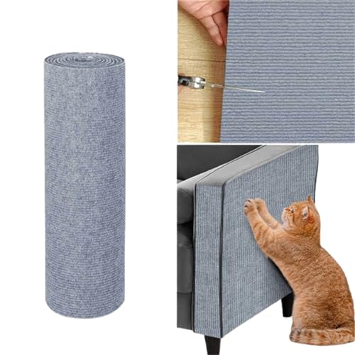 Selbstklebend Kratzmatte Katze, Katzenkratzschutz für Sofa Teppich, Katzen Kratzmatte, DIY Trimmbarer Teppich für Möbel Couch Wand Tür Schutz (Hellgrau,40 * 200 cm) von Champracer