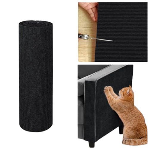 Selbstklebend Kratzmatte Katze, Katzenkratzschutz für Sofa Teppich, Katzen Kratzmatte, DIY Trimmbarer Teppich für Möbel Couch Wand Tür Schutz (Schwarz,30 * 100 cm) von Champracer