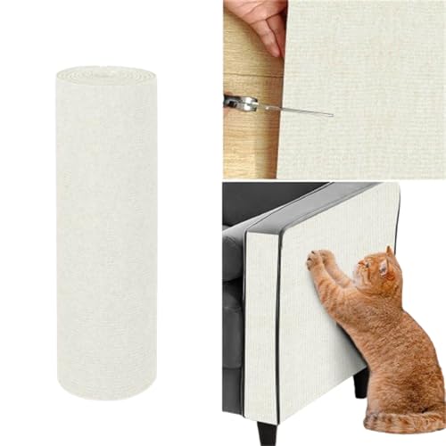 Selbstklebend Kratzmatte Katze, Katzenkratzschutz für Sofa Teppich, Katzen Kratzmatte, DIY Trimmbarer Teppich für Möbel Couch Wand Tür Schutz (Weiß,40 * 300 cm) von Champracer