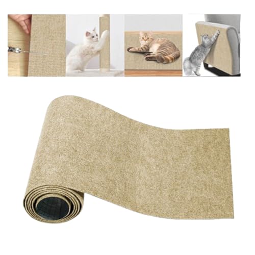 Selbstklebend Kratzmatte Katze, Kratzfestes Sofa kratzmatte Katze, Kratzmatte Katze, Wiederverwendbar kratzteppich Katze, für Möbel Couch Sofa Wand Tür Schutz (Khaki,30 * 100 cm) von Champracer