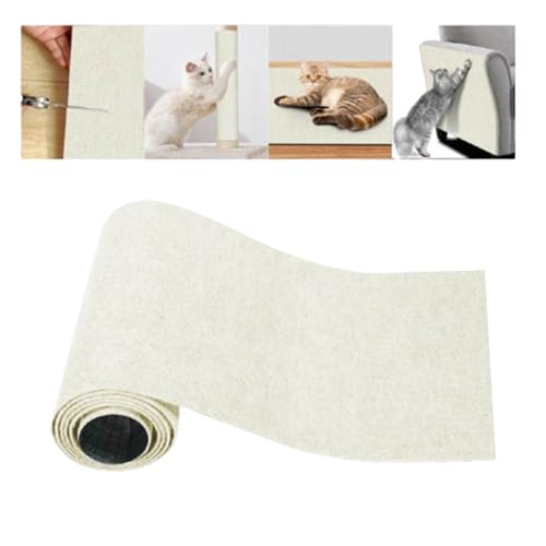 Selbstklebend Kratzmatte Katze, Kratzfestes Sofa kratzmatte Katze, Kratzmatte Katze, Wiederverwendbar kratzteppich Katze, für Möbel Couch Sofa Wand Tür Schutz (Weiß,40 * 100 cm) von Champracer