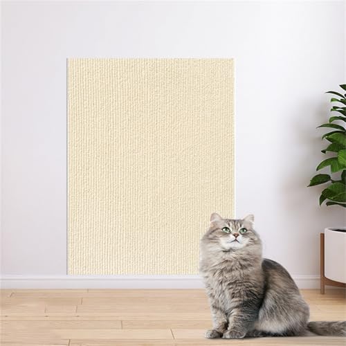 kratzmatte selbstklebend, kratzmatte Katze Wand, kratzteppich Katze für Sofamöbeltüren,um Katzenkratzern vorzubeugen und Teppiche und Wände zu schützen (Beige,40 * 100 cm) von Champracer