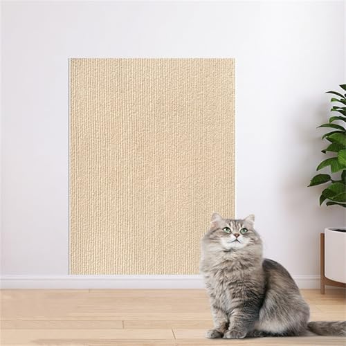 kratzmatte selbstklebend, kratzmatte Katze Wand, kratzteppich Katze für Sofamöbeltüren,um Katzenkratzern vorzubeugen und Teppiche und Wände zu schützen (Beige Kamel,60 * 100 cm) von Champracer