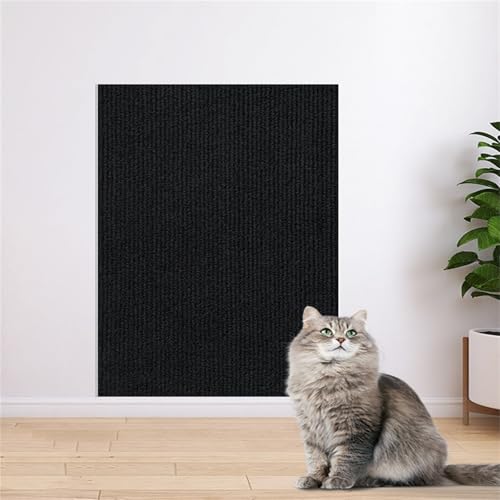 kratzmatte selbstklebend, kratzmatte Katze Wand, kratzteppich Katze für Sofamöbeltüren,um Katzenkratzern vorzubeugen und Teppiche und Wände zu schützen (Schwarz,60 * 100 cm) von Champracer