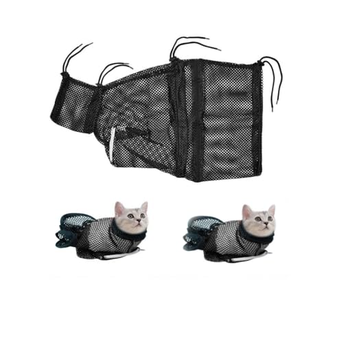 Changyeah Katzen-Badetasche,Badetasche Waschbeutel Für Katzen Netzbeutel Zum Badebeutel,Strapazierfähige Netz-Katzen-Duschtasche für Kleine, mittelgroße Katzen, Nägel schneiden(schwarz) von Changyeah