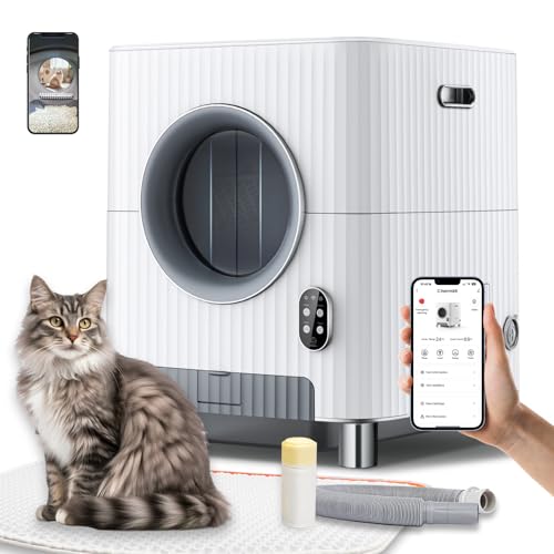 Charmkit Selbstreinigendes Katzenklo mit elektrischer Eingangstür, automatische Katzentoilette, intelligente große Katzentoilette für mehrere Katzen, Automatische Katzentoilette mit App-Steuerung von Charmkit