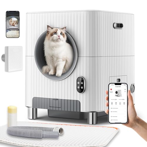 Charmkit Selbstreinigendes Katzenklo mit elektrischer Eingangstür, automatische Katzentoilette, intelligente große Katzentoilette für mehrere Katzen, automatische Katzentoilette mit App-Steuerung von Charmkit