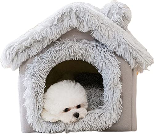 Château Animaux® Hundehaus - Katzenhaus - 50 x 40 x 46 cm - Tierhaus - Katzenhaus - Hundezelt - Hundehütten für Innen - Grau (Grau Plüschhaus) von Chateau Animaux