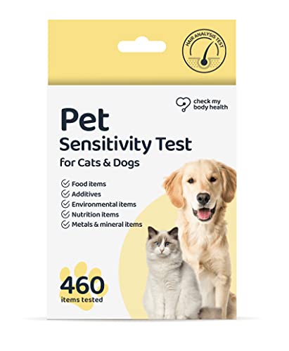 Check My Body Health Haustierempfindlichkeitstest für Katzen oder Hunde, einfach zu Hause zu verwenden, Lebensmittelempfindlichkeitstest für Katzen & Hunde, 460 Verschiedene Unverträglichkeiten von Check My Body Health