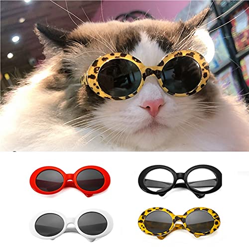 CheeseandU 4 Paar lustige süße Sonnenbrille für Hunde und Katzen, Alien Camouflage, Retro-Stil, Schutzbrille für Welpen, Katzen, Sommer, Haustierfotos, Requisiten für kleine Hunde und Katzen von CheeseandU