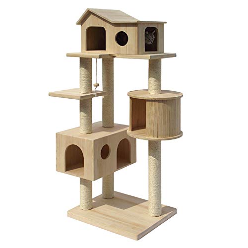 Cat Climbing Cat Katzenturm Jungle Gym Großen Hölzernen Baum Katzenkratz Nach Multi-Level-Katze Klettermöbel Wohnung Spielzeug Activity Center Unterhaltung Unterhaltung Spielen Kratzbaum von ChengBeautiful