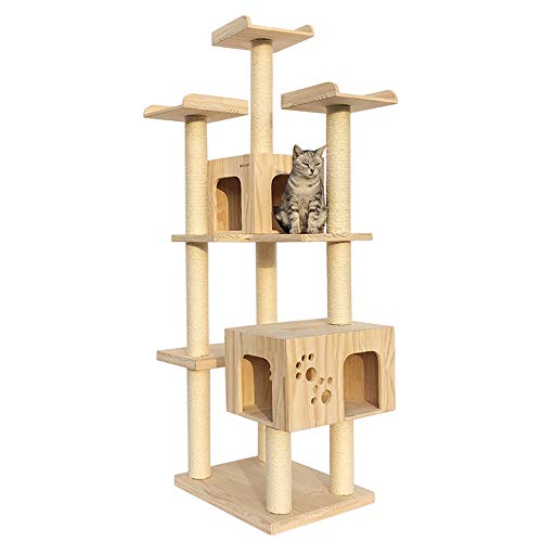 Cat Climbing Große Katze Kletterturm Haustier Katze Baum Kratzbaum Holz Turm Nach Dem Spiel Zentren Katzenhaus Spielzeug Katzenkratz Klettern Kratzbaum ( Color : Natural , Size : As pictiure ) von ChengBeautiful