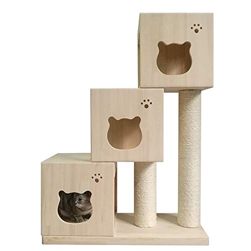 Cat Climbing Haustier Hauskatze Baum Verkratzen Spiele Kletter Barsch Plattform Verkratzen Möbel Haus Activity Center Spielzeug Kratzbaum (Color : Natural, Size : 80x35x109cm) von ChengBeautiful