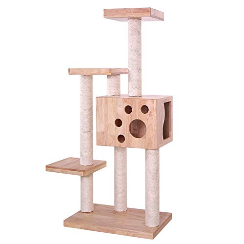 Cat Climbing Kratzbaum Katzenkratz Katze Turm Nach Turm Bühne Eingerichtete Wohnung Katze Hauskatze Hängematte Home Berg Kratzbaum (Color : Natural, Size : 140cm) von ChengBeautiful