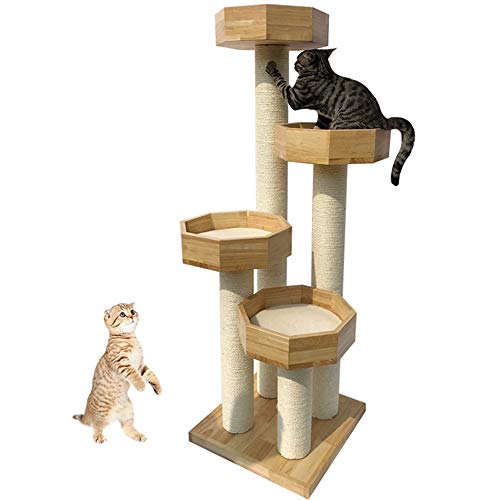 ChengBeautiful Cat Climbing Cat Turm Baum Eine Große Holzhütte Stuhl Zu Schlafen, Nachdem Ebene Wohnung Katzenspielzeug Katzenkratzbettboden Activity Center Kletterer Katze Spielen Drinnen Kratzbaum von ChengBeautiful