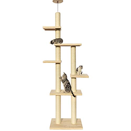 ChengBeautiful Cat Climbing Nach Dem Kratzbaum Kletterturm Katze Turm Eine Große Hölzerne Katzenhaus Katzenkratz Activity Center Innen-Katze Spielzeug Climber Spielen Kratzbaum von ChengBeautiful