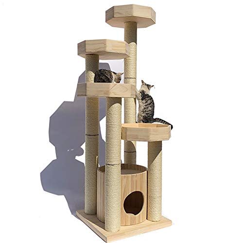 ChengBeautiful Cat Climbing Nach Dem Wohnturm Katzenkratz Katze Turm Katze Hauskatze Spielzeug Aktivitätszentrum Spielzeug Kletterspaß Kletterturm Turm Kratzbaum (Color : Natural, Size : One Size) von ChengBeautiful